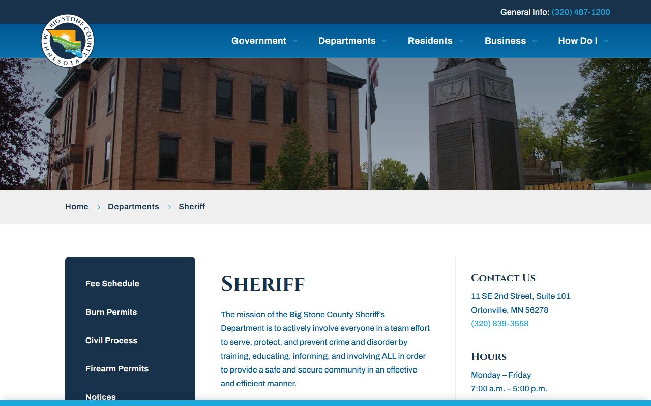 Big Stone County Sheriff's Department official page